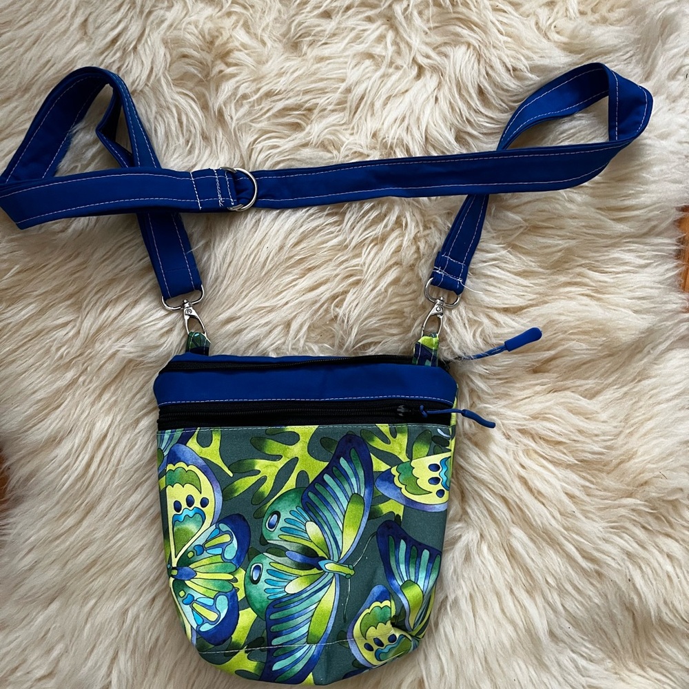 Colorful Blue and Green Crossbody Cloth Butterfly Purse